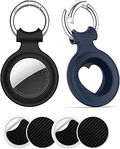 2 Pack Soft Silicone Airtag Case Protective Silicone Keychain,Location Anti-Lost Protector Holder Ring for AirTags, Wear-Resistant Silicone Cover