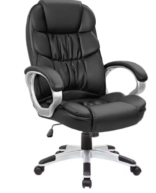 Office Chair High Back Computer Desk Chair, Modern Executive Swivel Task Chair with Padded Armrests and Lumbar Support (Black)