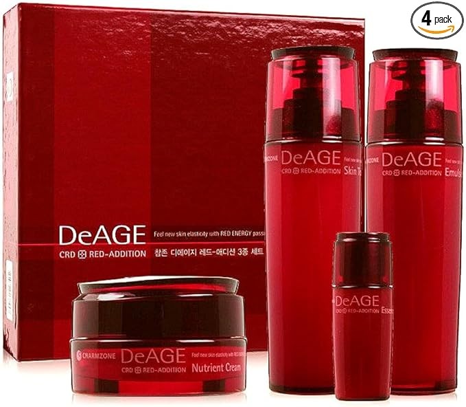 CHARMZONE DeAge Red Addition Set of 3, Red Wine Anti-Aging Korean Skin Care Routine Hydrating Nourishing (10.98 fl.oz)