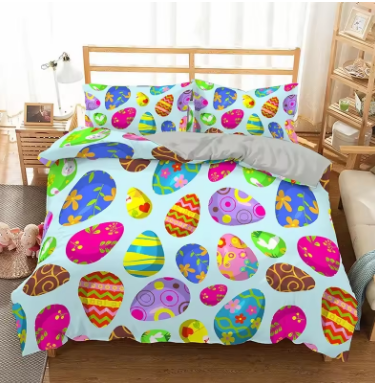 Egg Duvet Cover Set Easter Eggs Cartoon Childish Style Twin Bedding Set Kids Teens Double Queen King Size Polyester Quilt Cover