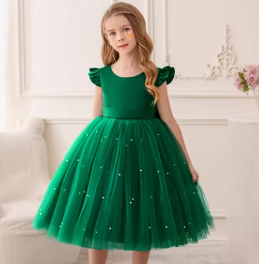 Elegant Short Pink Toddler Flower Girl Dresses Birthday Tulle Sleeveless Bow Pearls Princess Wedding Party Gown for Kids Baby