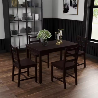 5Pc Dining Table Chairs Set Solid Wood Kitchen Breakfast Dinette Furniture