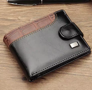 New Vintage Men's Leather Wallets With Coin Pocket Hasp Small Male Trifold Purse Credit Card Holder Crocodile Money Bag For Man