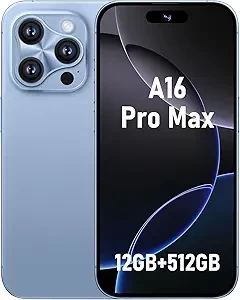A16 pro max Unlocked Cell Phones,5G Smartphone,Android 13 Cell Phones,Snapdragon 8Gen2 6.8" HD Screen 48MP+108MP 6800mAh,Support Dual SIM|Fingerprint Lock|GPS|Face ID (Blue)